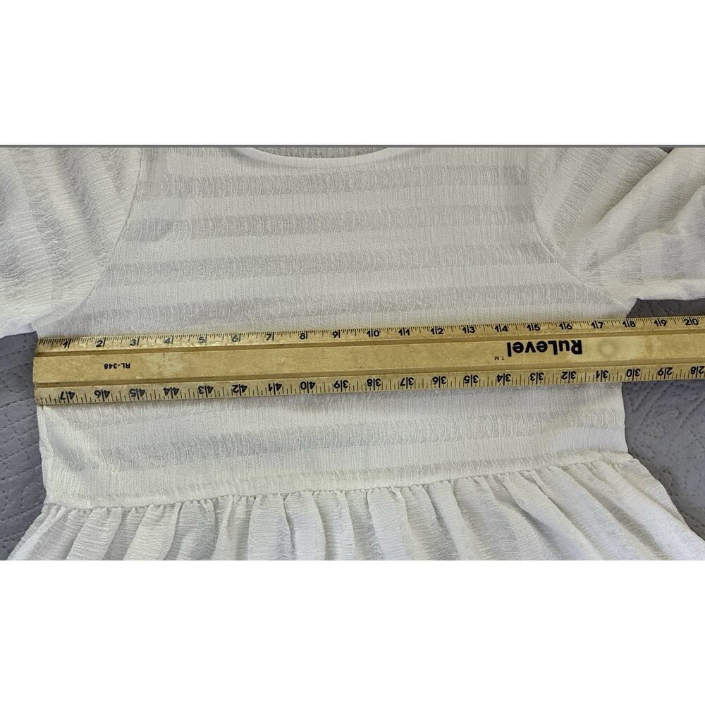 Orange Farm Boutique Sz M White Textured Gauzy Lagen Look Ruffle Sleeve Tunic - Picture 6 of 7
